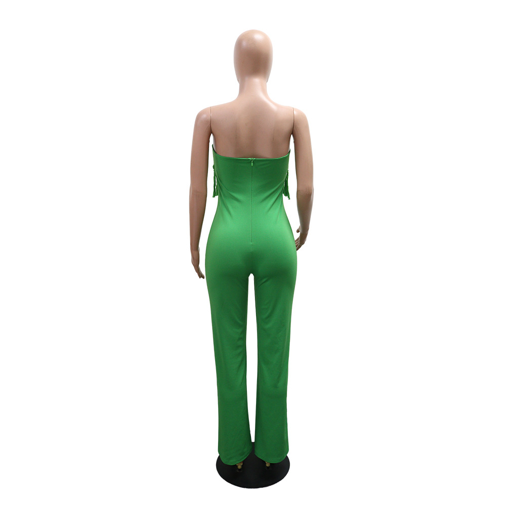 European style wrapped chest sexy long pants Casual slim jumpsuit