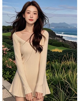 Slim temperament autumn and winter knitted tender dress