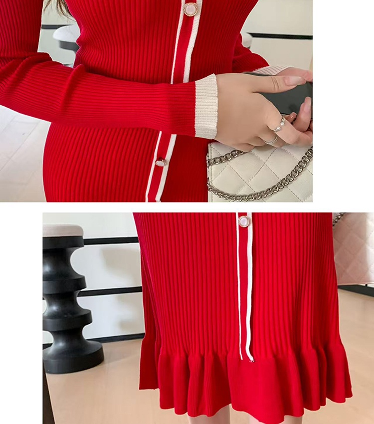 Long sleeve long dress mixed colors dress for women