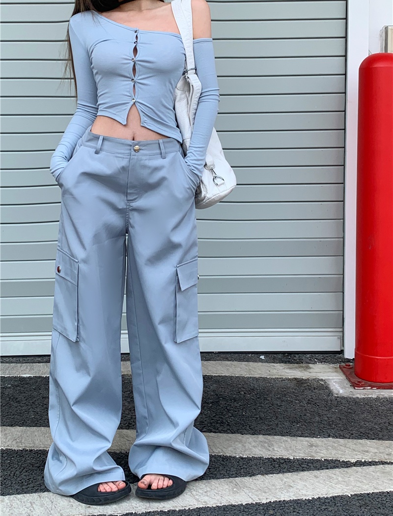 Loose wide leg pants knitted tops 2pcs set for women