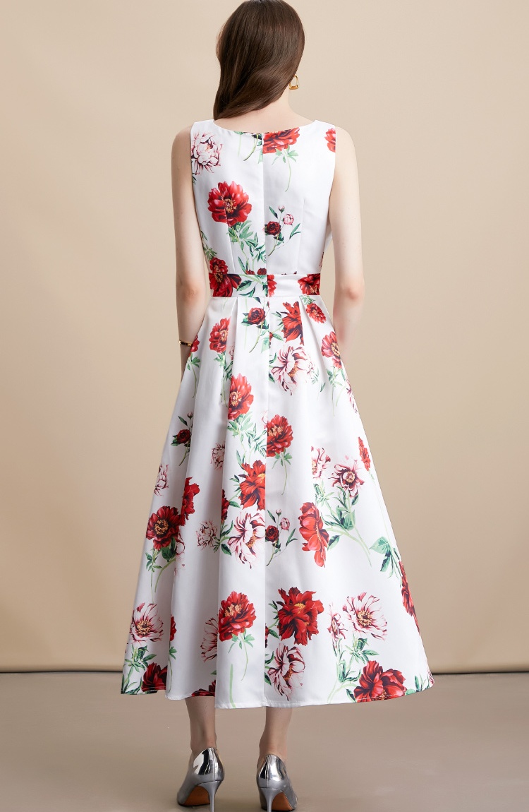 Sleeveless high waist clipping stereoscopic dress
