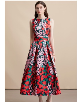 Pinched waist A-line clipping high waist dress