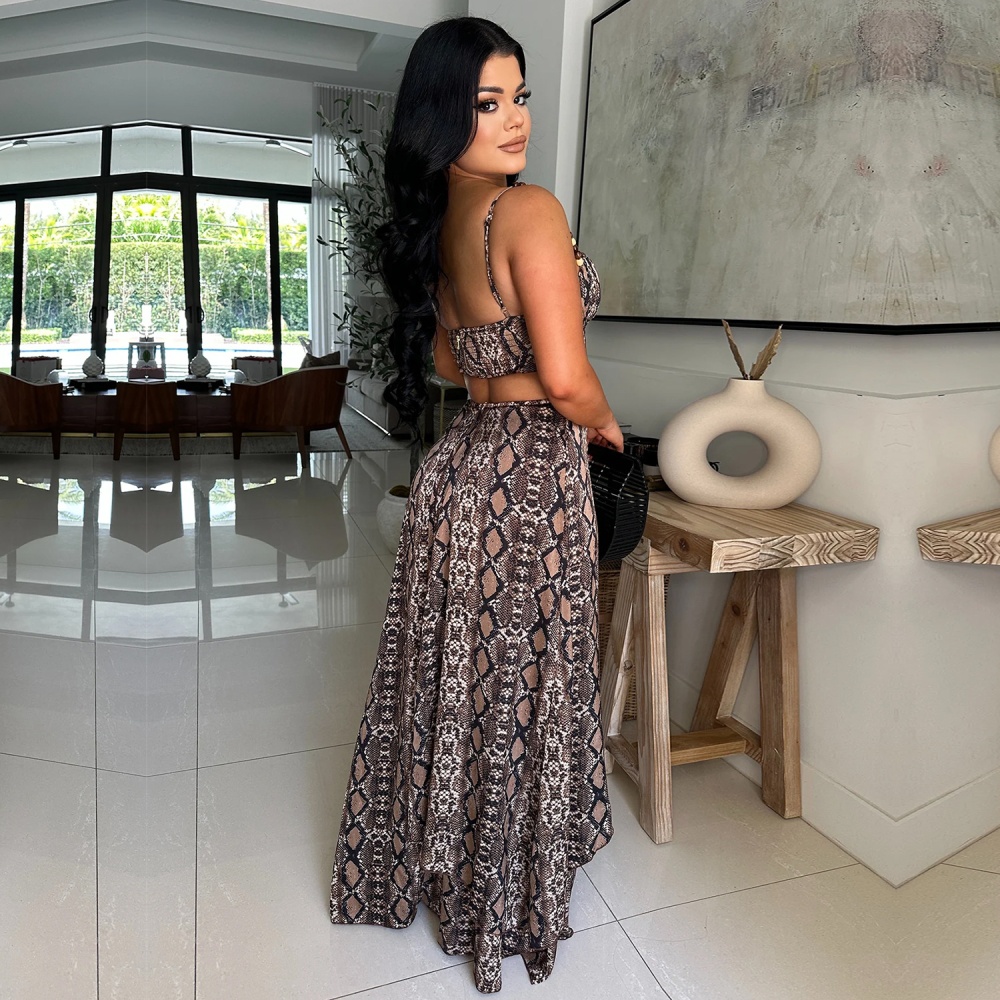 Printing sling fashion sexy serpentine dress for women