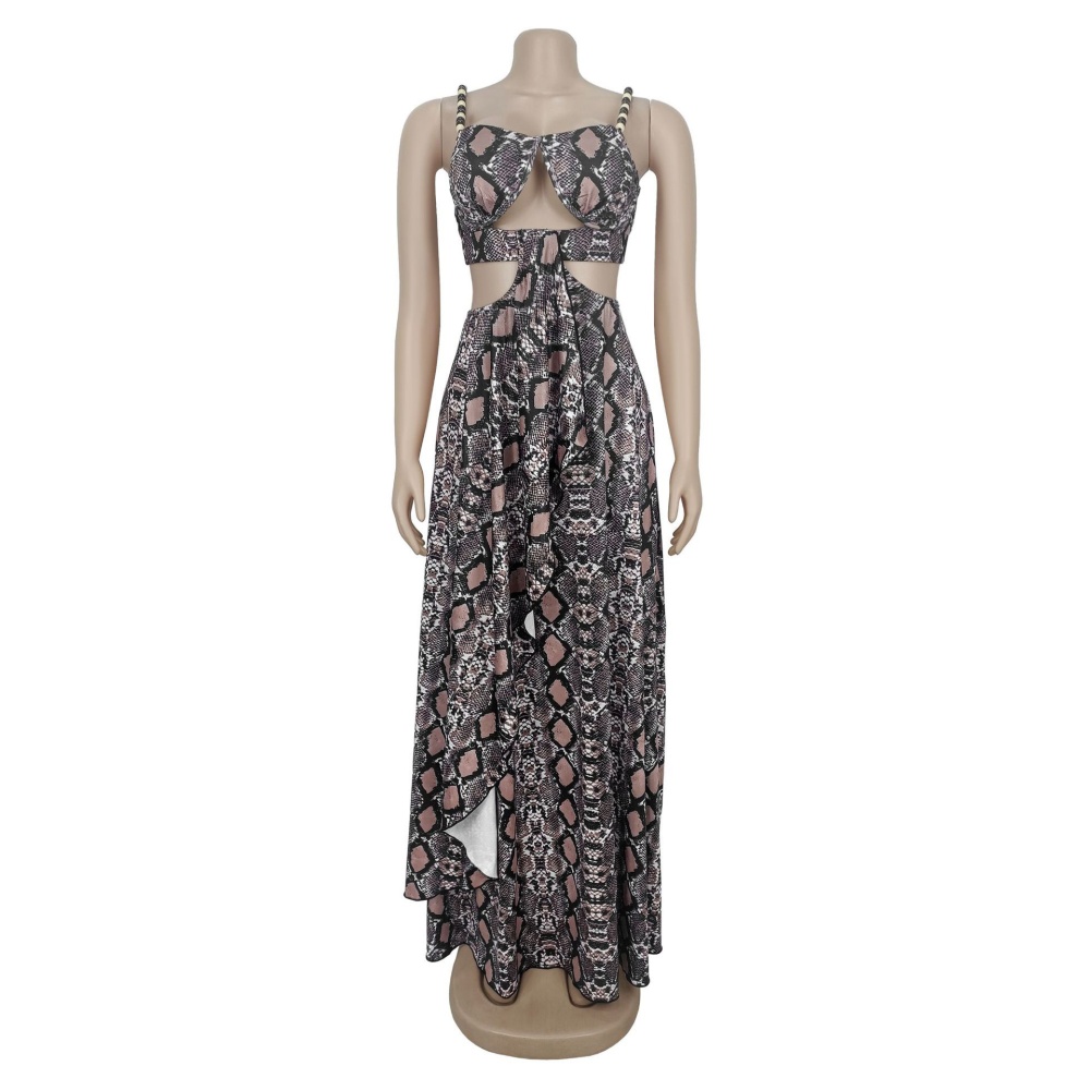 Printing sling fashion sexy serpentine dress for women