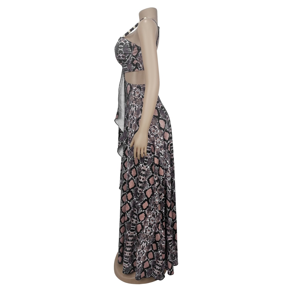 Printing sling fashion sexy serpentine dress for women