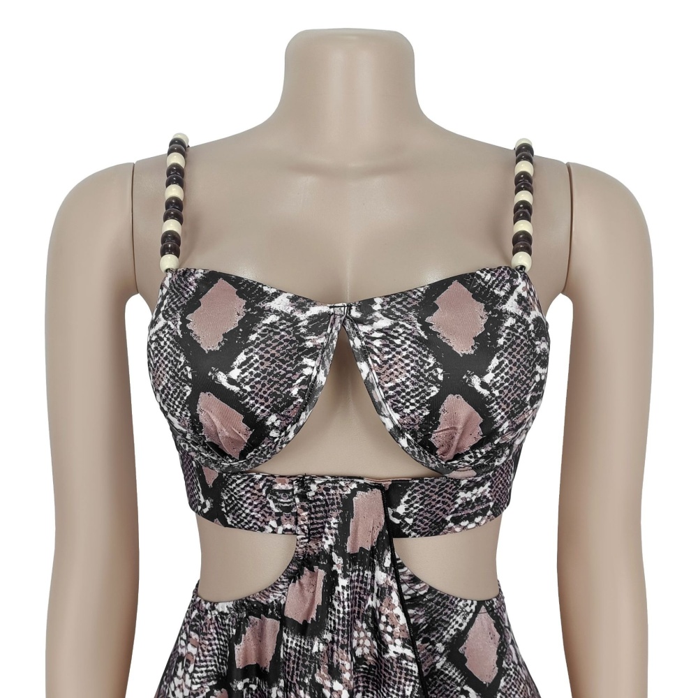 Printing sling fashion sexy serpentine dress for women