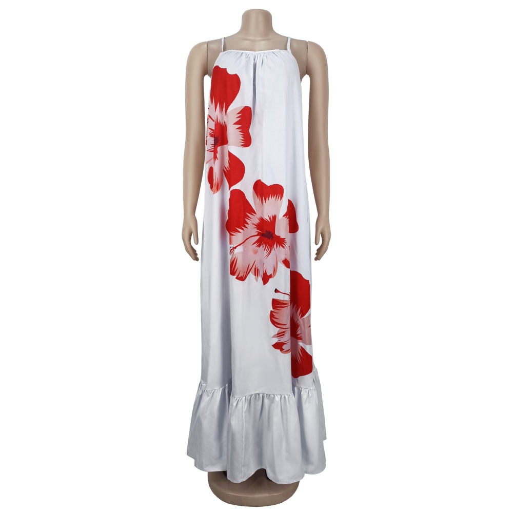 Sling flowers European style printing sexy fashion dress