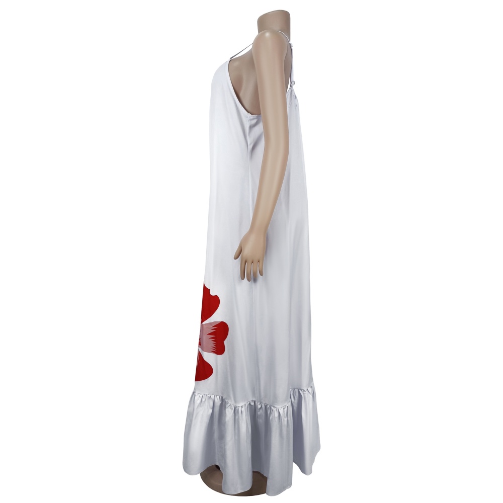Sling flowers European style printing sexy fashion dress
