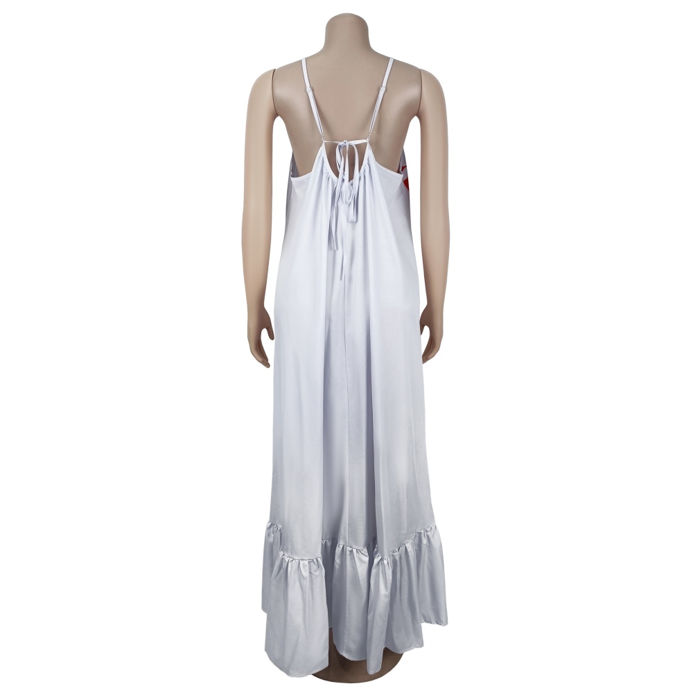 Sling flowers European style printing sexy fashion dress