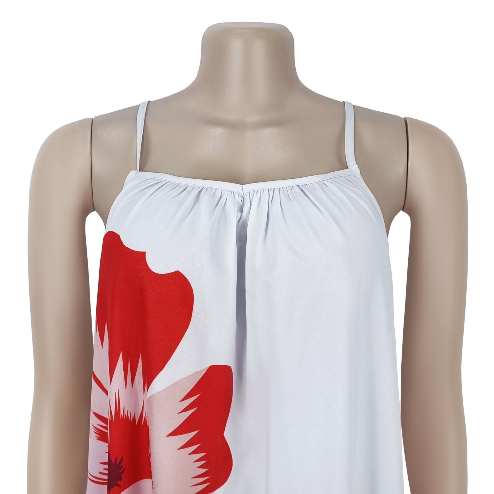 Sling flowers European style printing sexy fashion dress