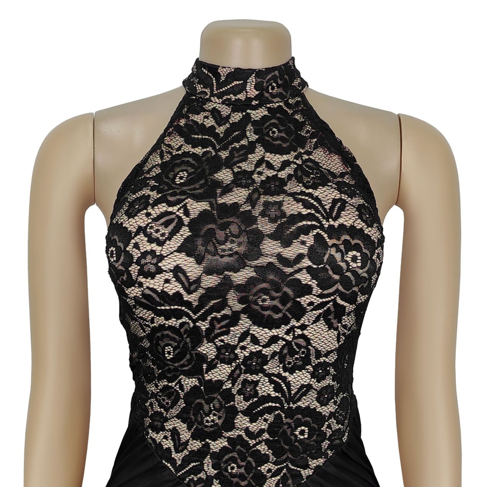Halter European style sexy lace fashion split sleeveless dress
