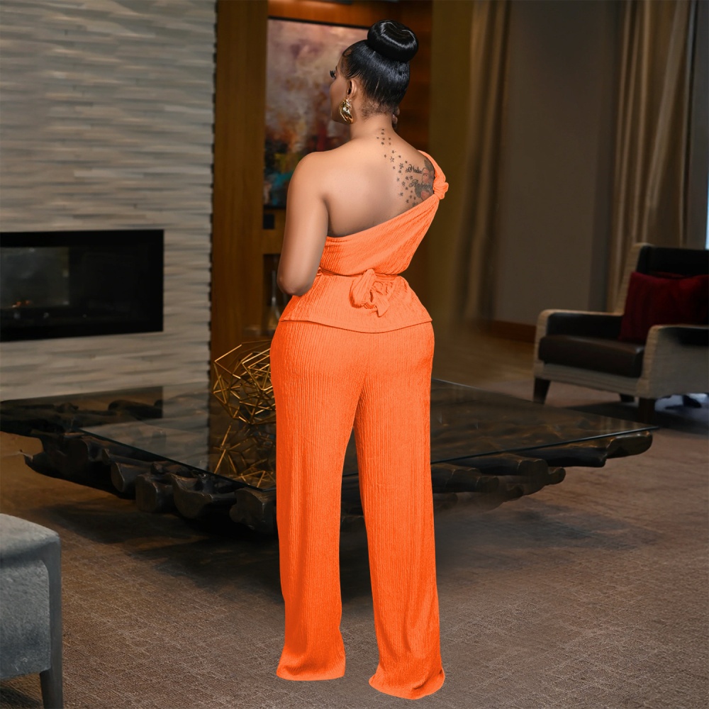Pure tops casual pants 2pcs set for women