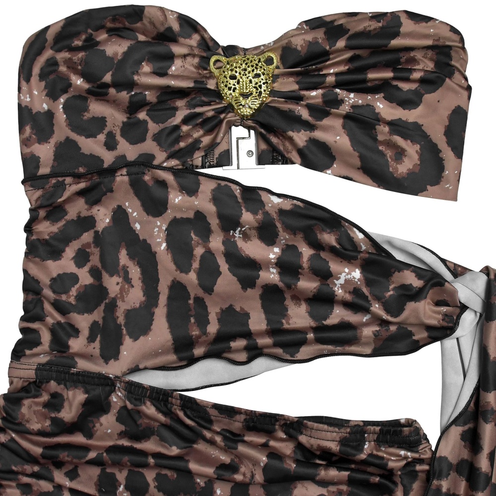 Leopard printing fashion wrapped chest dress