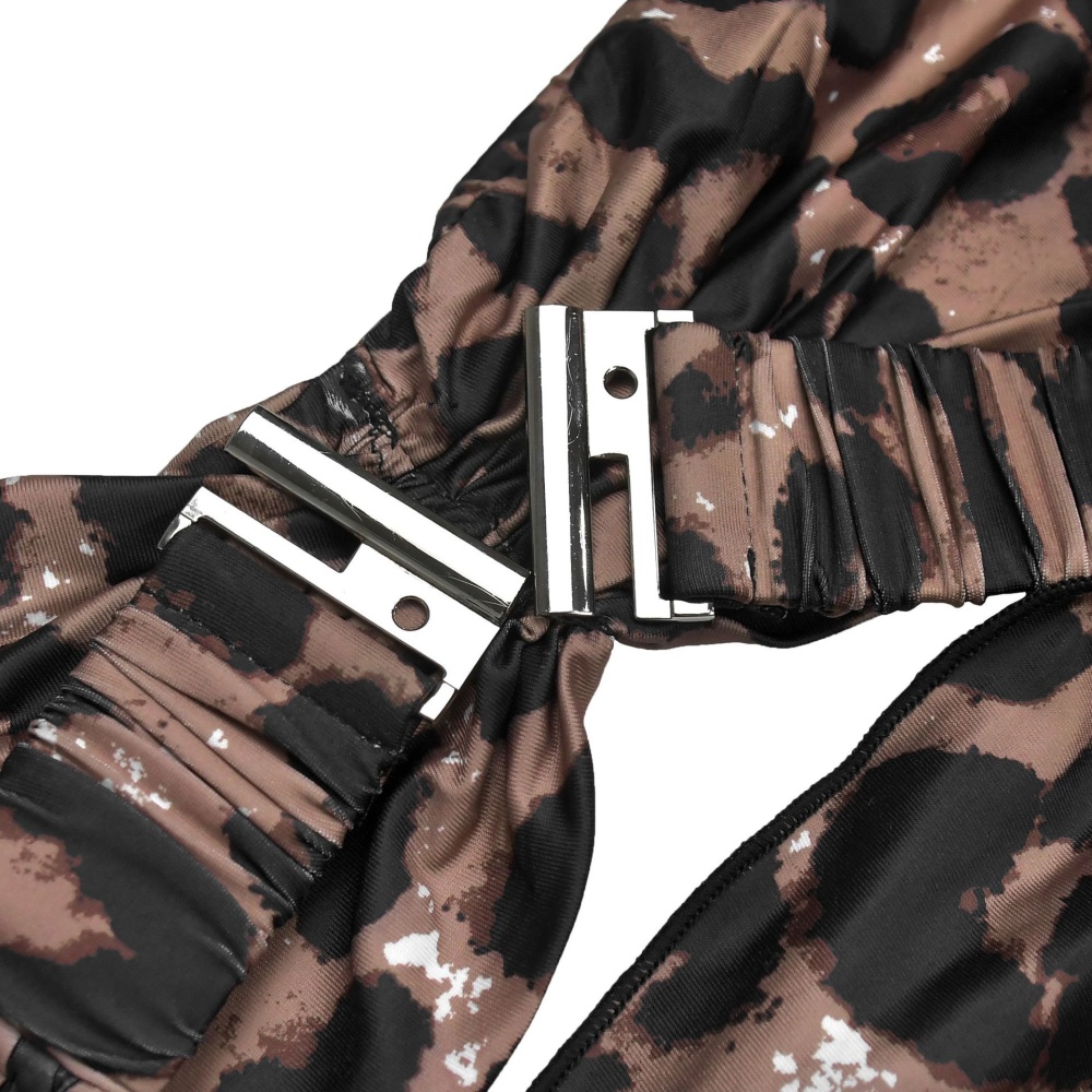 Leopard printing fashion wrapped chest dress