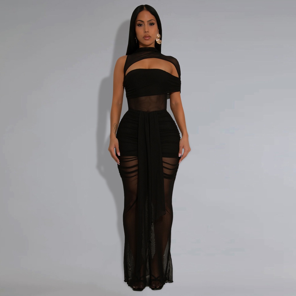 European style sexy fashion gauze dress a set for women