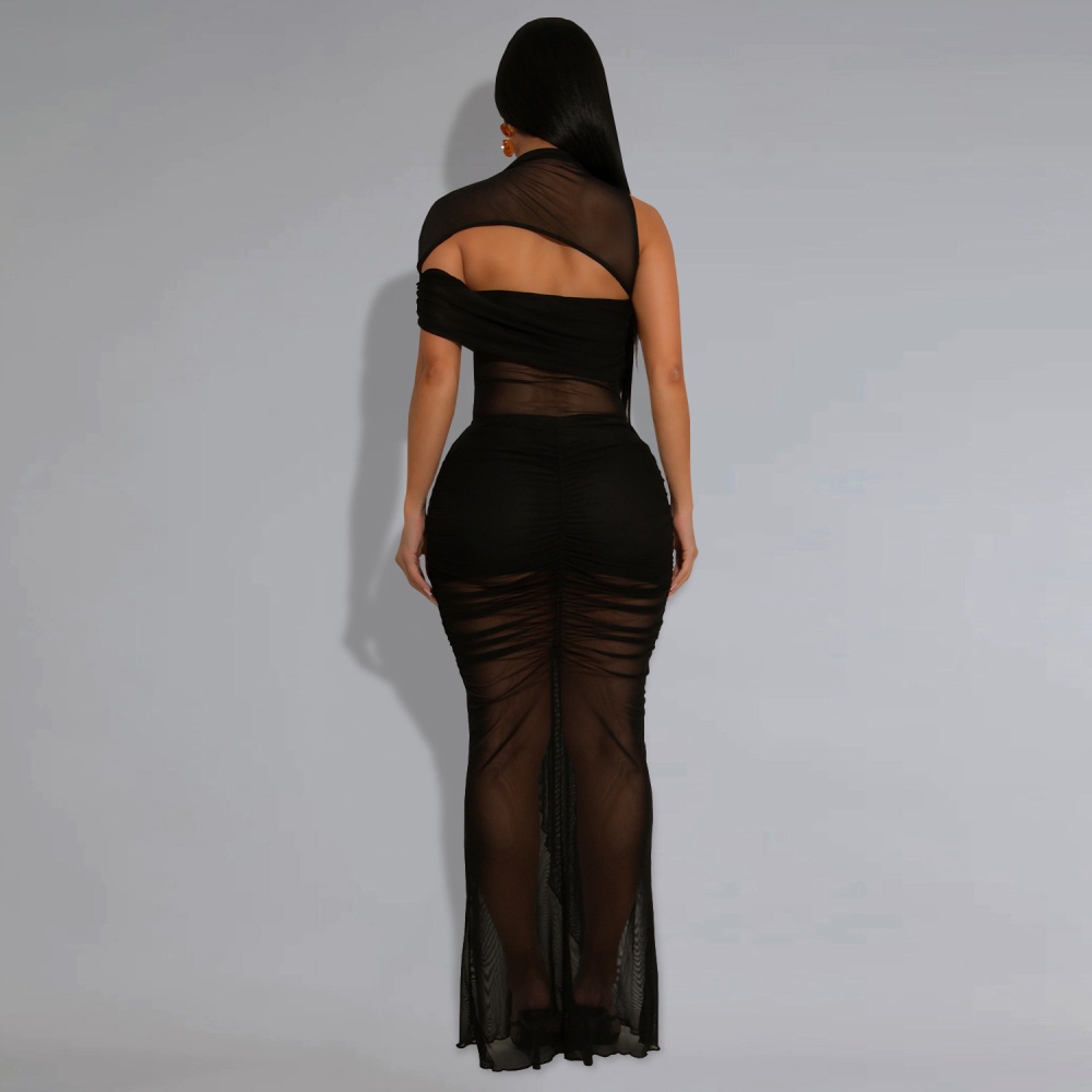 European style sexy fashion gauze dress a set for women