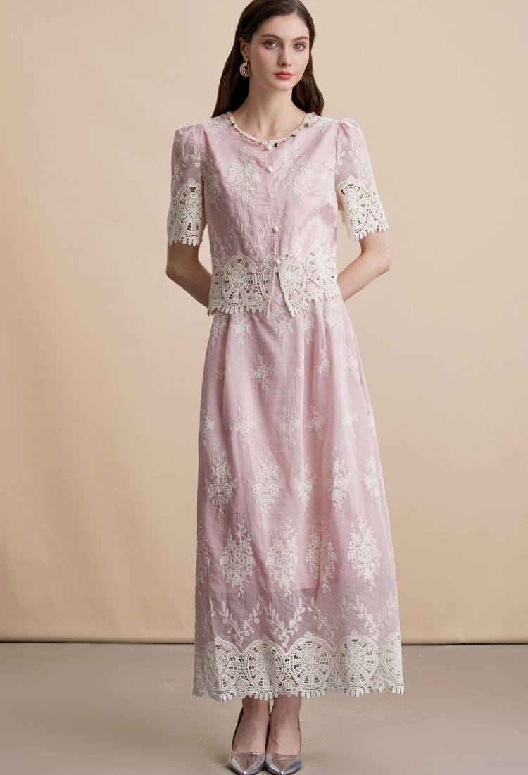 Fashion embroidery skirt temperament vest 2pcs set