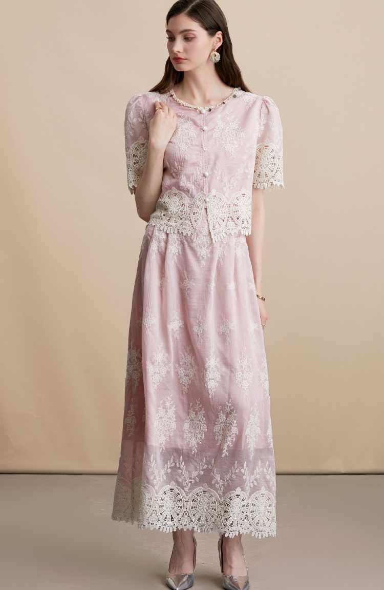Fashion embroidery skirt temperament vest 2pcs set