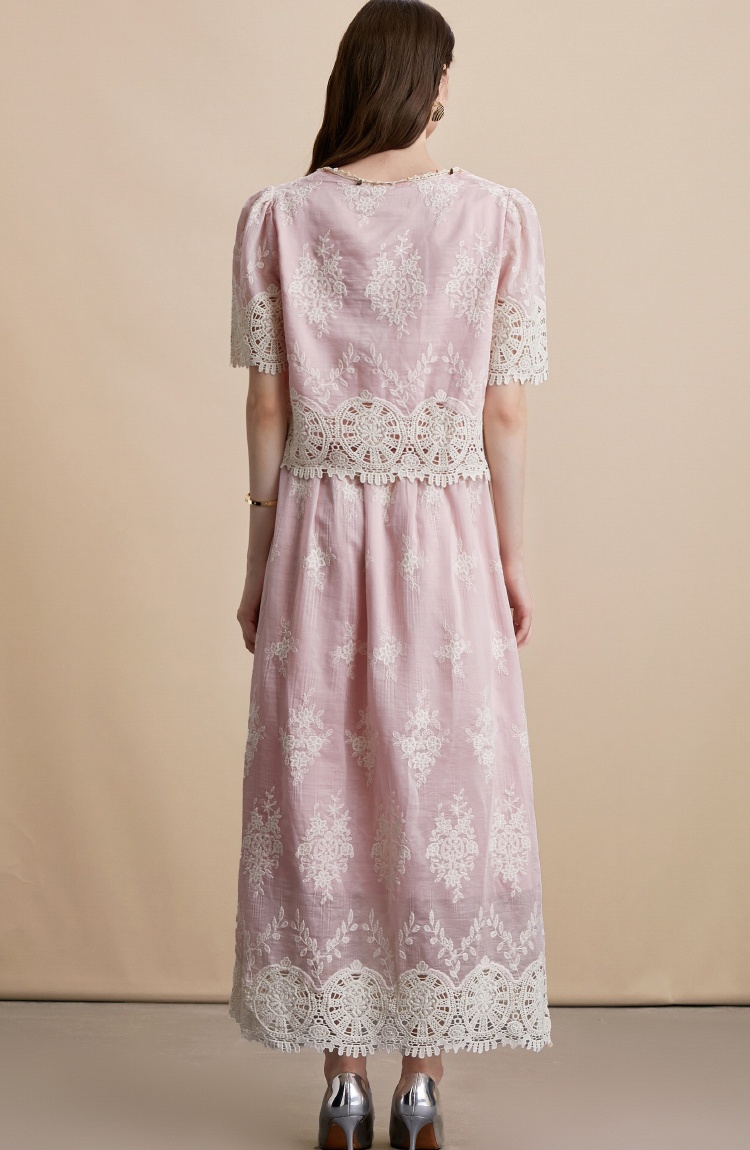 Fashion embroidery skirt temperament vest 2pcs set