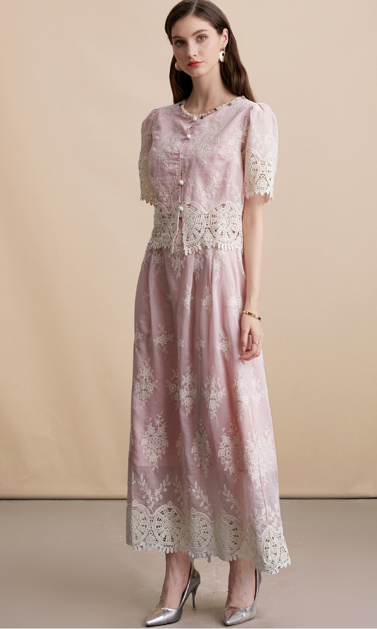 Fashion embroidery skirt temperament vest 2pcs set