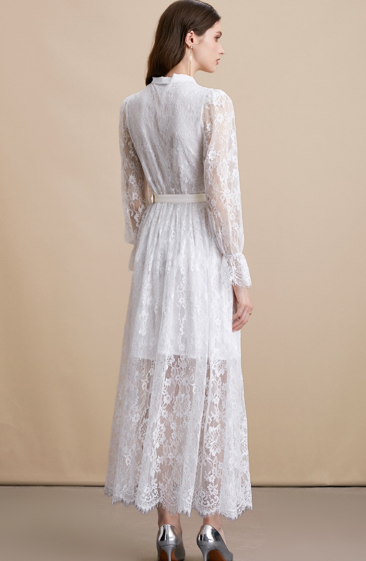 Slim wood ear retro France style bow court style dress