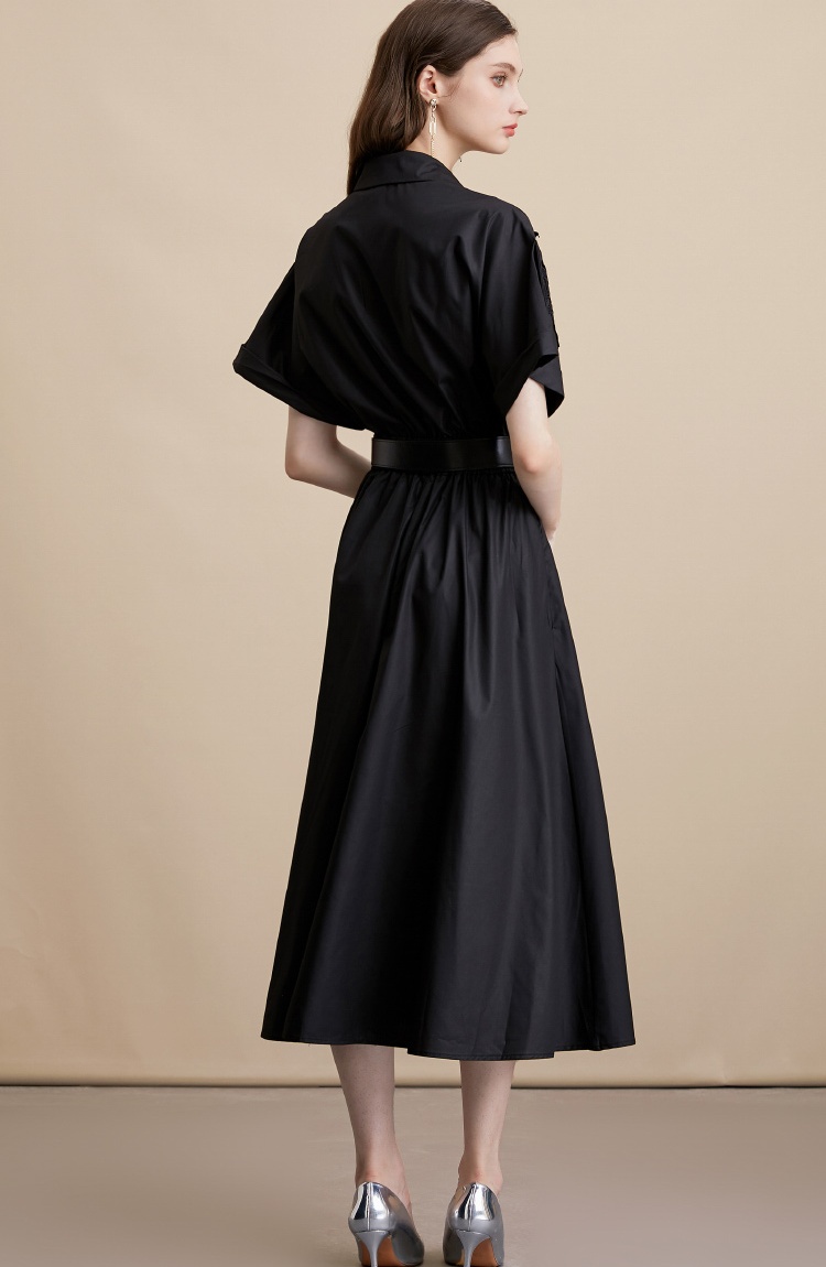 Hepburn style lace shirt big skirt dress for women
