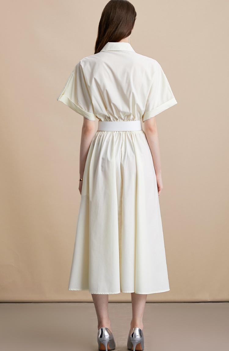 Pinched waist slim shirt lace big skirt dress for women