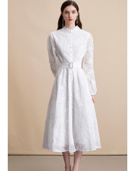 France style elegant pinched waist big skirt dress