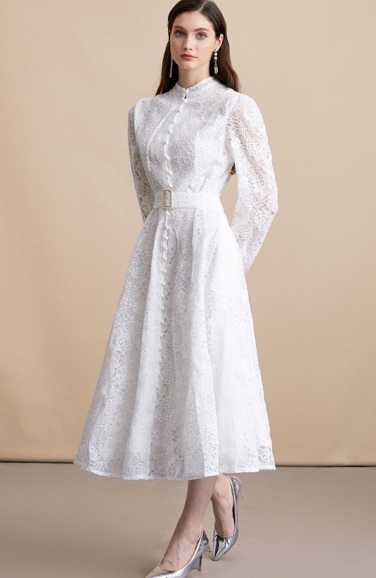 France style elegant pinched waist big skirt dress