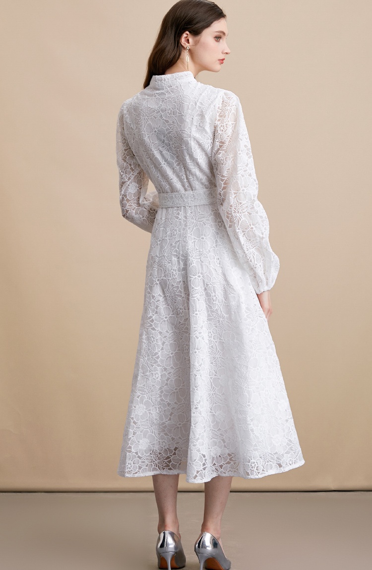 France style elegant pinched waist big skirt dress