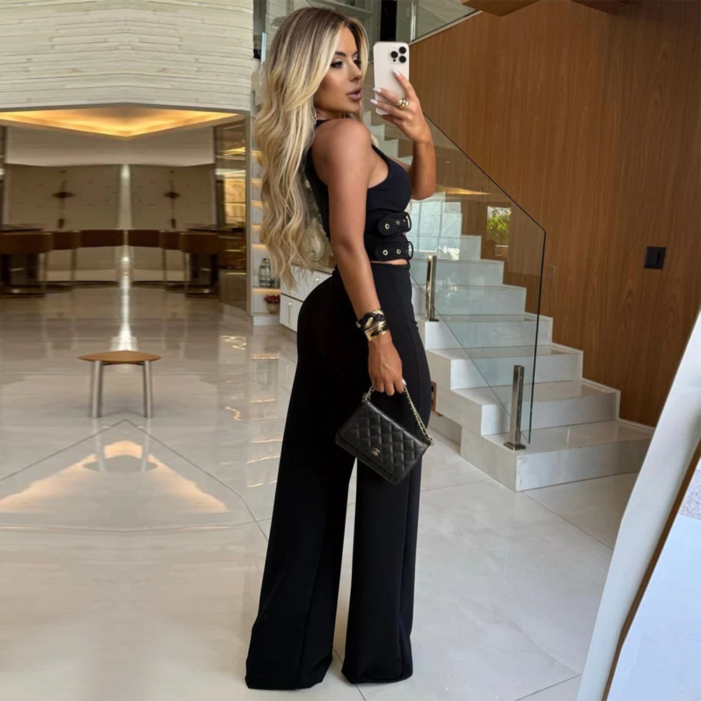 Fashion V-neck belt European style tops a set