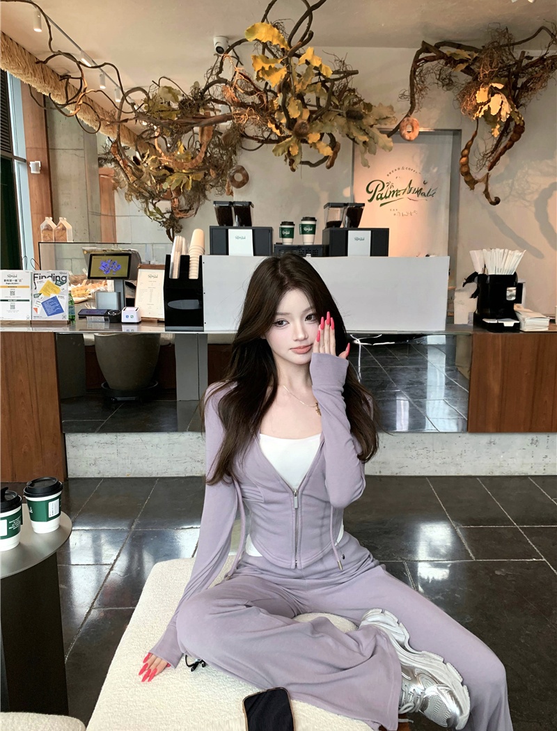 Beauty cozy tops sports long pants a set