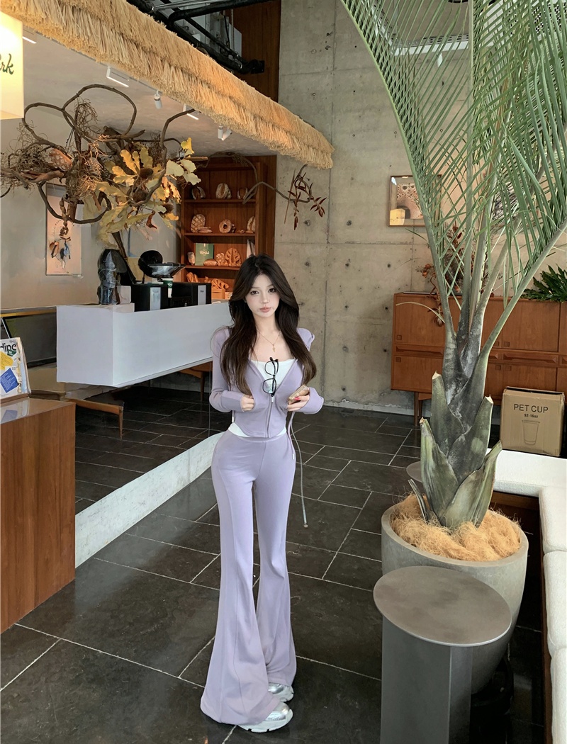 Beauty cozy tops sports long pants a set