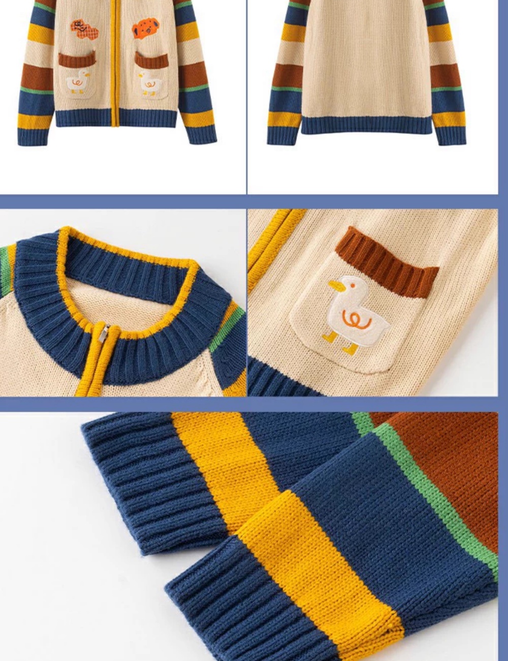 Autumn and winter mixed colors cardigan stripe sweater