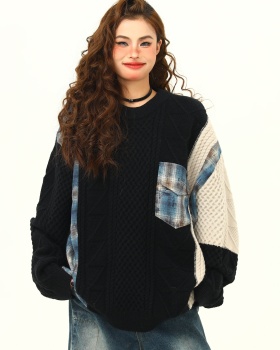 Twist American style loose lazy sweater for women