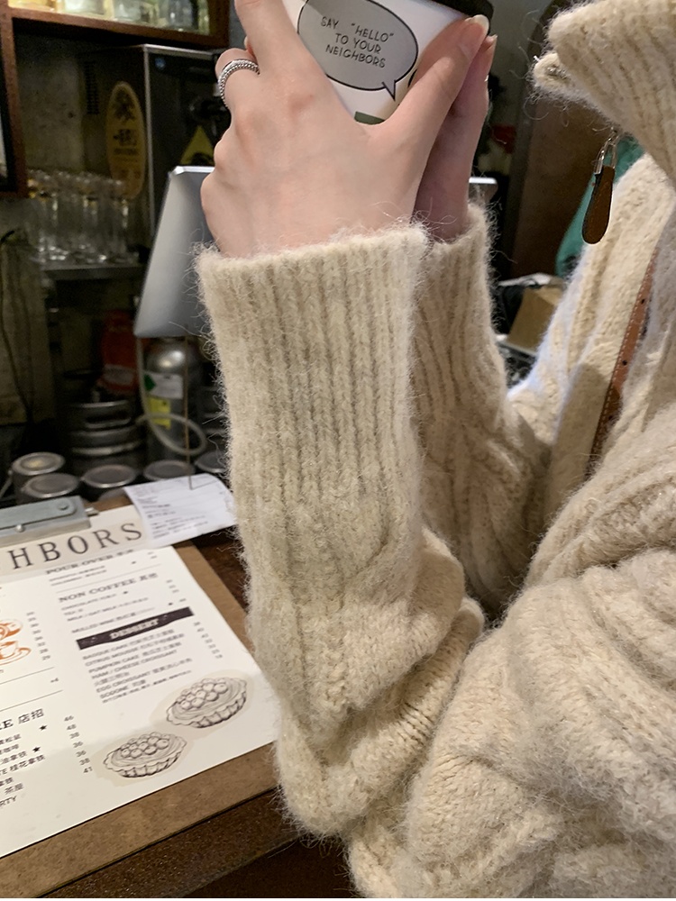 Double zip wool cardigan short sweater for women