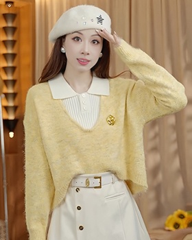 Casual long sleeve sweater autumn vest 2pcs set