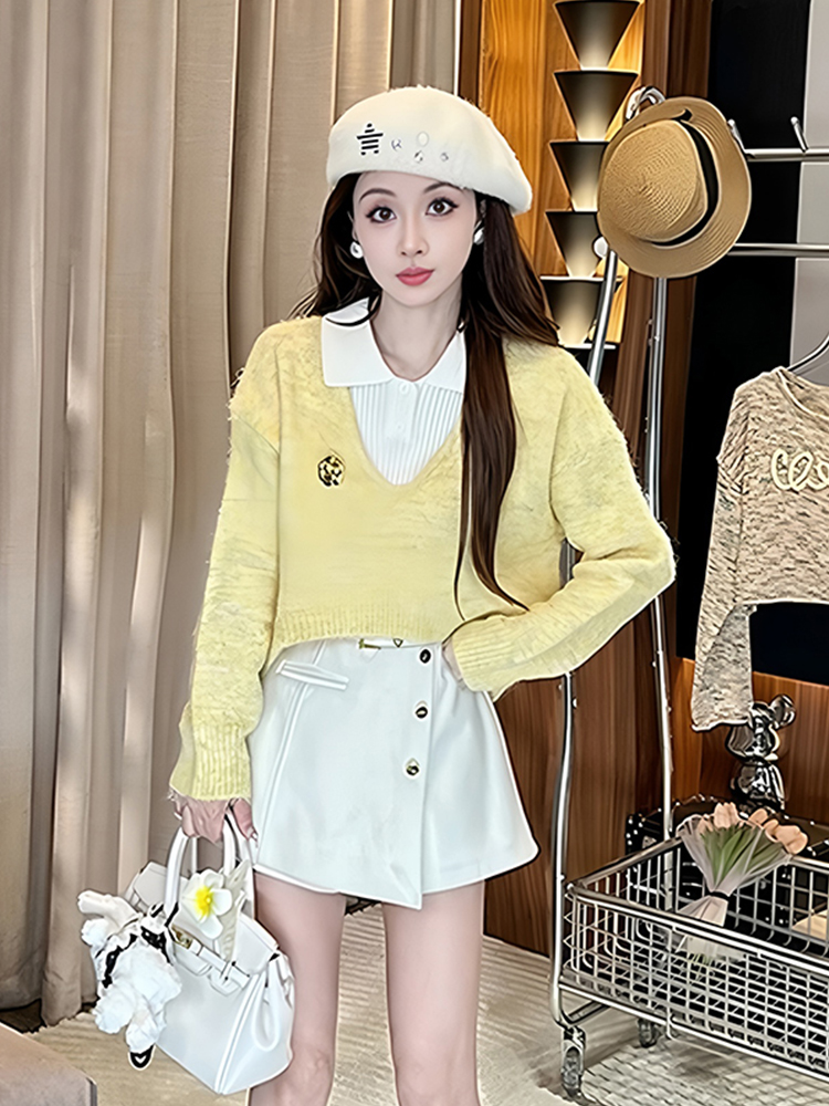 Casual long sleeve sweater autumn vest 2pcs set