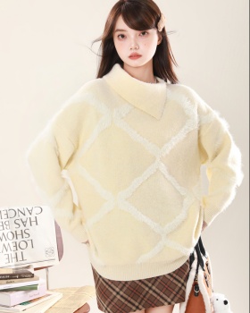 Loose pullover sweater autumn and winter pattern tops