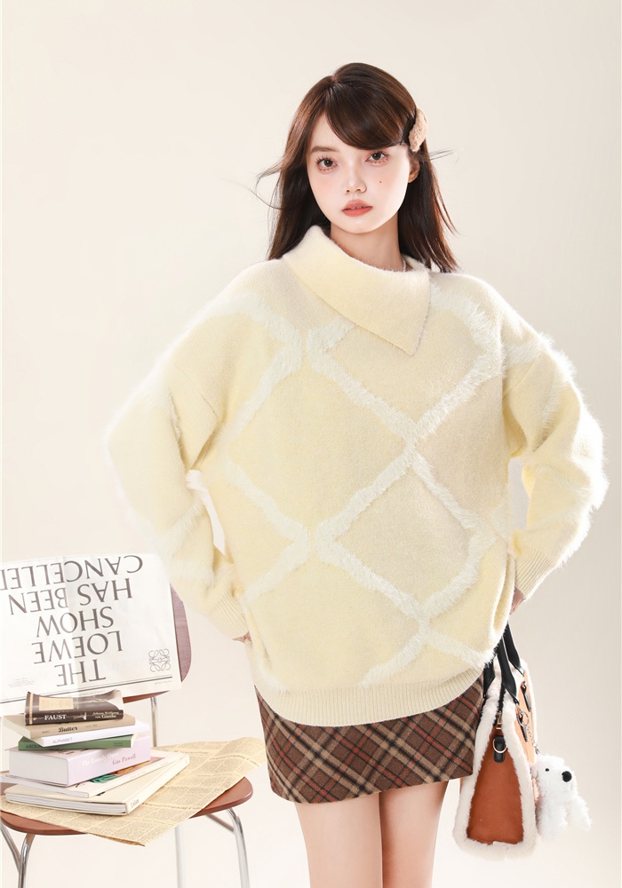 Loose pullover sweater autumn and winter pattern tops