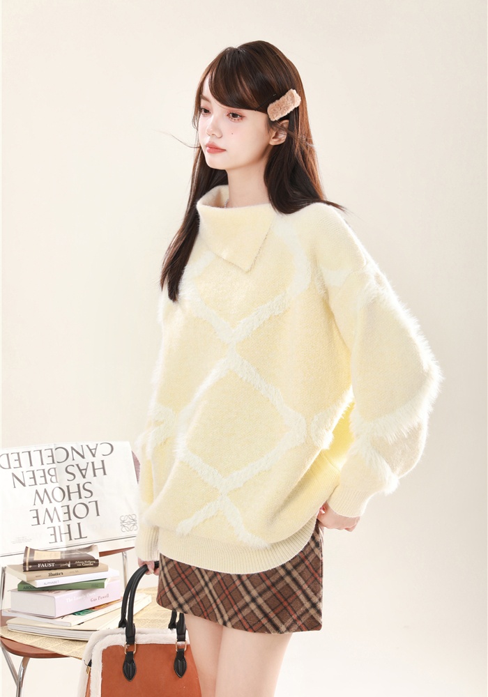 Loose pullover sweater autumn and winter pattern tops