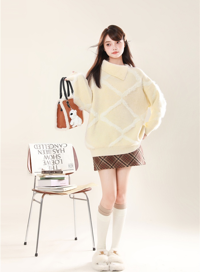 Loose pullover sweater autumn and winter pattern tops