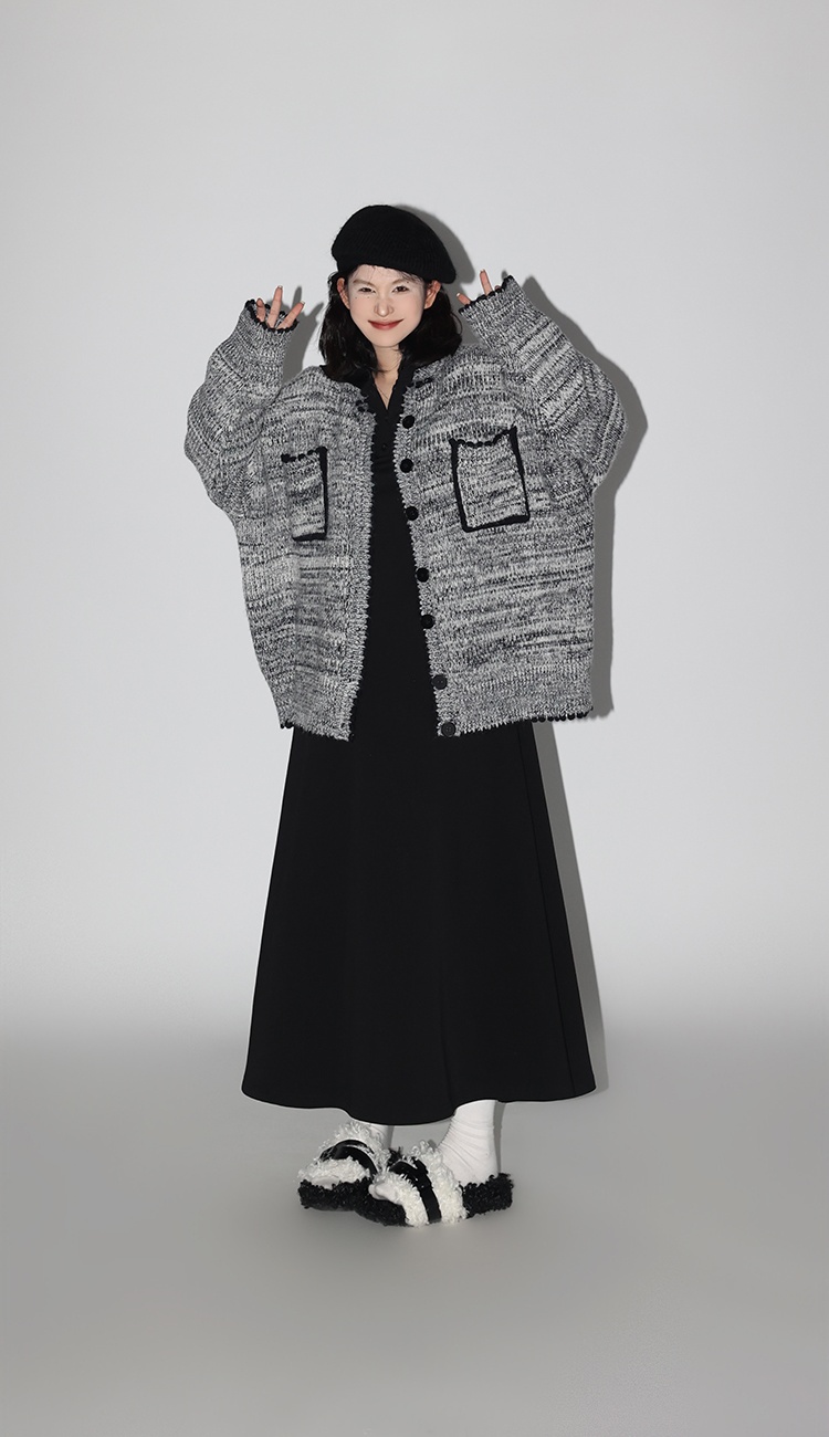 Gray loose simple sweater Korean style autumn tops for women