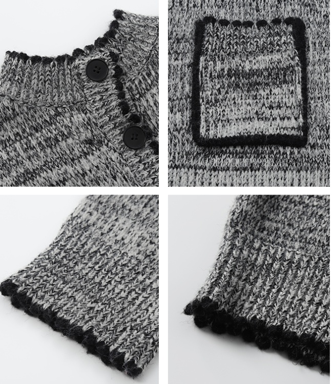 Gray loose simple sweater Korean style autumn tops for women