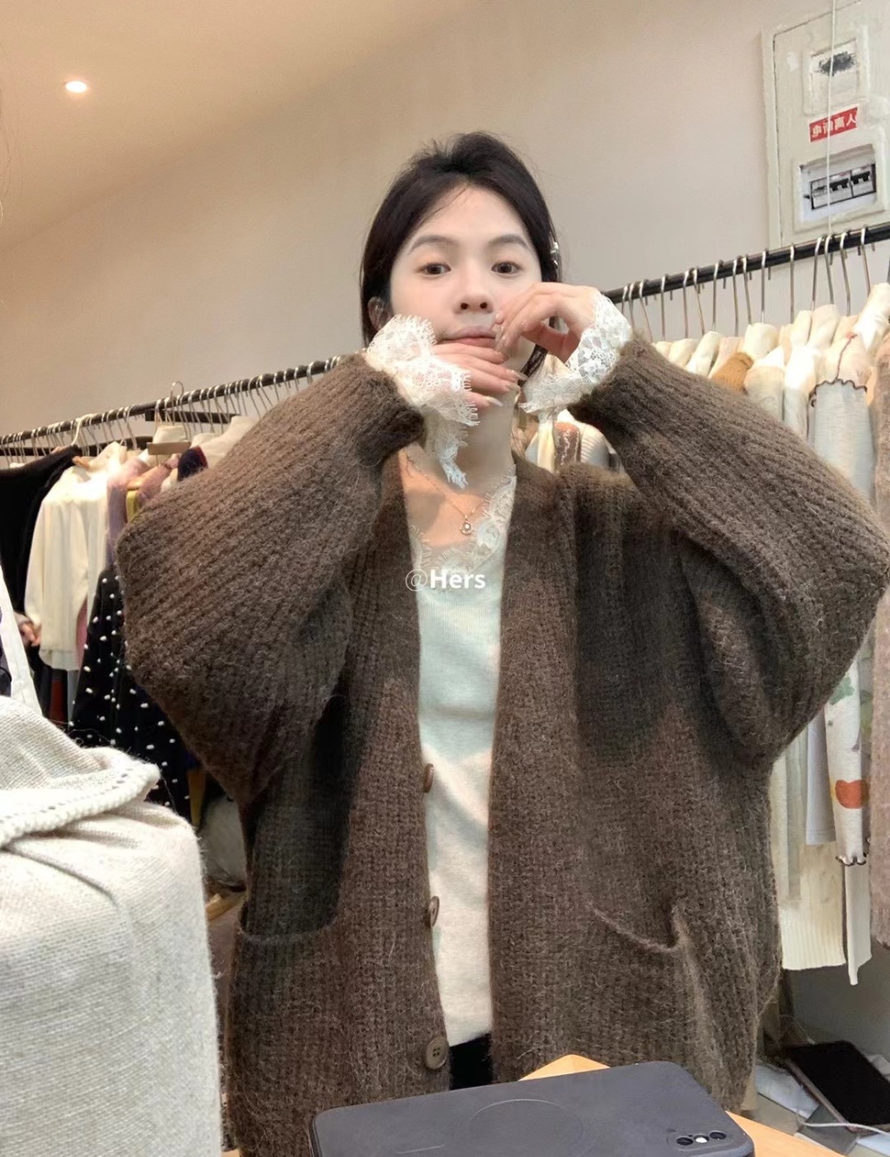 Thick needle thick coat lazy loose big sweater for women