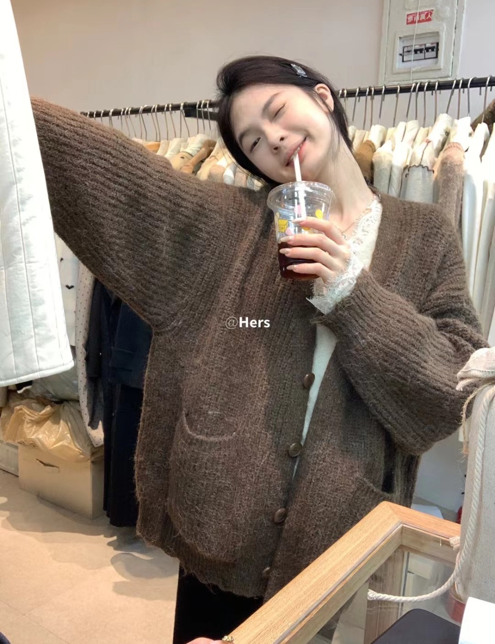 Thick needle thick coat lazy loose big sweater for women