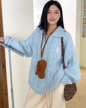 Pullover lazy autumn and winter lapel sweater