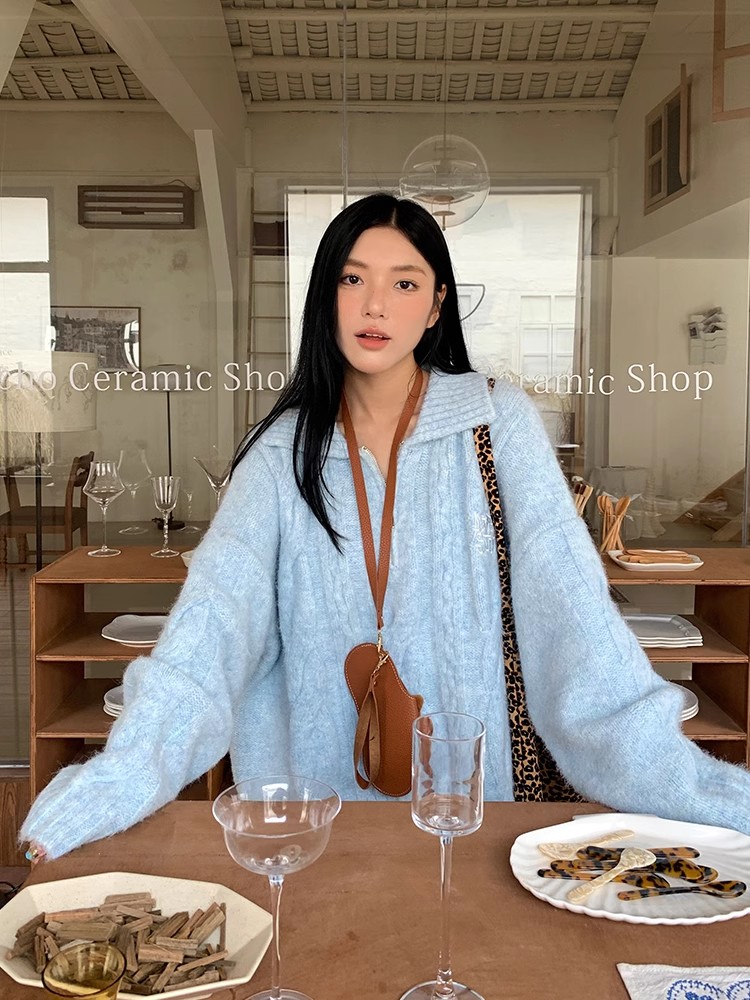 Pullover lazy autumn and winter lapel sweater