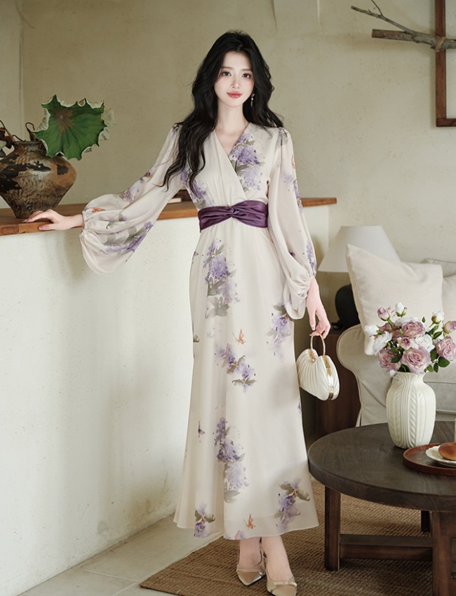 Maiden pinched waist floral dress