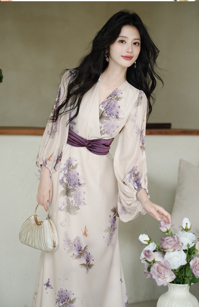 Maiden pinched waist floral dress